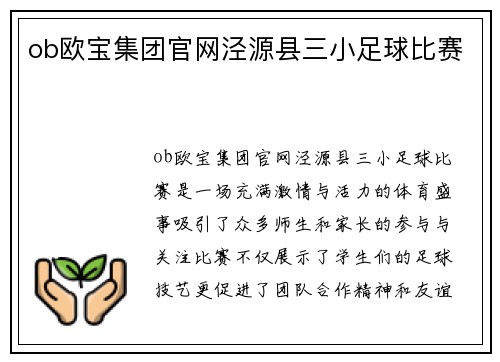 ob欧宝集团官网泾源县三小足球比赛